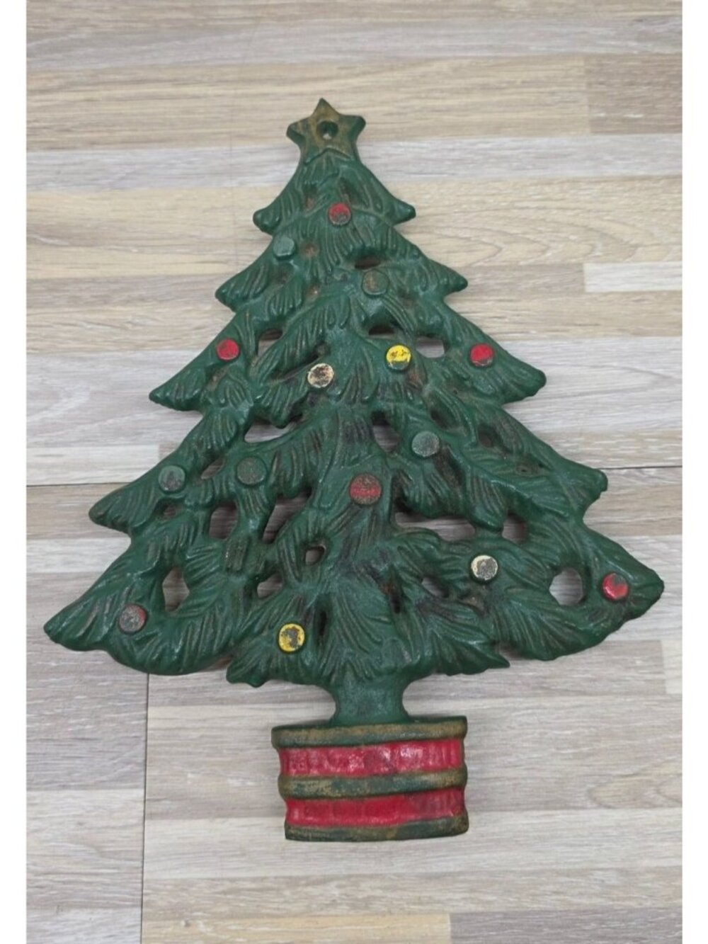 Vintage Cast Iron Christmas Tree Trivet Hotplate or Wall Kitchen Holiday Decor